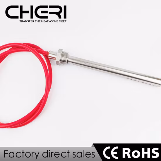 Tube de résistance électrique Crayon de cire à air Élément tubulaire Cartouche chauffante à immersion dans l'eau infrarouge en acier inoxydable avec bride ou fil Fil de silicone